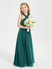 Grecian Neckline Long Dresses for Junior Bridesmaids Peacock