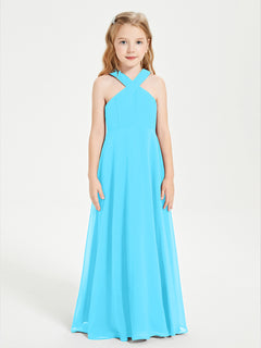 Grecian Neckline Long Dresses for Junior Bridesmaids Pool