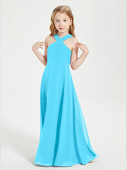 Grecian Neckline Long Dresses for Junior Bridesmaids Pool