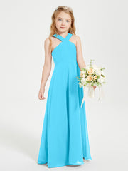 Grecian Neckline Long Dresses for Junior Bridesmaids Pool