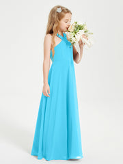 Grecian Neckline Long Dresses for Junior Bridesmaids Pool