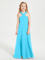 Grecian Neckline Long Dresses for Junior Bridesmaids Pool