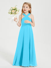 Grecian Neckline Long Dresses for Junior Bridesmaids Pool