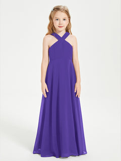 Grecian Neckline Long Dresses for Junior Bridesmaids Regency