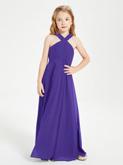 Grecian Neckline Long Dresses for Junior Bridesmaids Regency