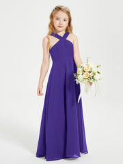 Grecian Neckline Long Dresses for Junior Bridesmaids Regency