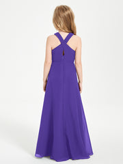 Grecian Neckline Long Dresses for Junior Bridesmaids Regency
