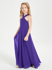 Grecian Neckline Long Dresses for Junior Bridesmaids Regency
