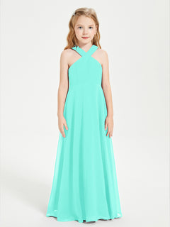 Grecian Neckline Long Dresses for Junior Bridesmaids Spa