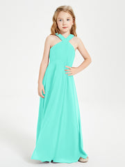 Grecian Neckline Long Dresses for Junior Bridesmaids Spa