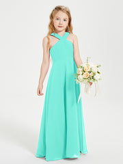 Grecian Neckline Long Dresses for Junior Bridesmaids Spa