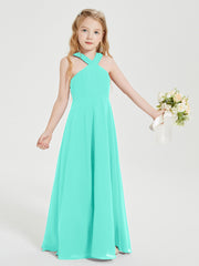Grecian Neckline Long Dresses for Junior Bridesmaids Spa