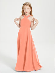 Grecian Neckline Long Dresses for Junior Bridesmaids Sunset