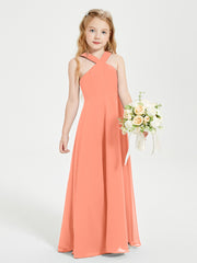 Grecian Neckline Long Dresses for Junior Bridesmaids Sunset