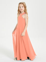 Grecian Neckline Long Dresses for Junior Bridesmaids Sunset