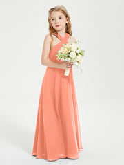 Grecian Neckline Long Dresses for Junior Bridesmaids Sunset