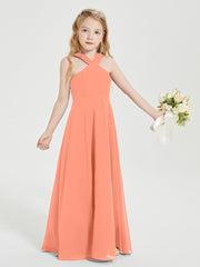 Grecian Neckline Long Dresses for Junior Bridesmaids Sunset