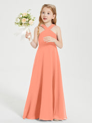 Grecian Neckline Long Dresses for Junior Bridesmaids Sunset