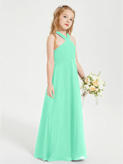 Grecian Neckline Long Dresses for Junior Bridesmaids Turquoise