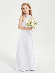 Grecian Neckline Long Dresses for Junior Bridesmaids White