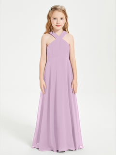 Grecian Neckline Long Dresses for Junior Bridesmaids Wisteria