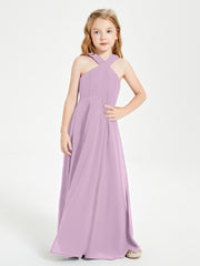 Grecian Neckline Long Dresses for Junior Bridesmaids Wisteria