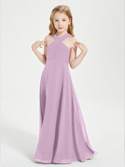 Grecian Neckline Long Dresses for Junior Bridesmaids Wisteria