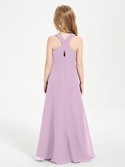 Grecian Neckline Long Dresses for Junior Bridesmaids Wisteria