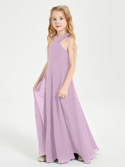 Grecian Neckline Long Dresses for Junior Bridesmaids Wisteria