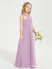 Grecian Neckline Long Dresses for Junior Bridesmaids Wisteria