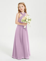 Grecian Neckline Long Dresses for Junior Bridesmaids Wisteria