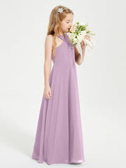 Grecian Neckline Long Dresses for Junior Bridesmaids Wisteria