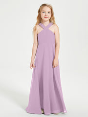 Grecian Neckline Long Dresses for Junior Bridesmaids Wisteria
