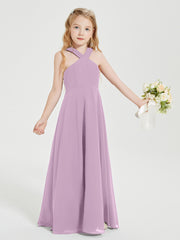 Grecian Neckline Long Dresses for Junior Bridesmaids Wisteria