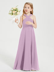Grecian Neckline Long Dresses for Junior Bridesmaids Wisteria