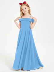 Off-the-Shoulder Dresses for Stylish Junior Bridesmaids Blue