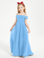 Off-the-Shoulder Dresses for Stylish Junior Bridesmaids Blue