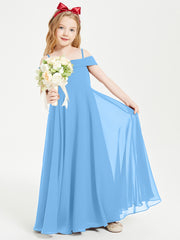Off-the-Shoulder Dresses for Stylish Junior Bridesmaids Blue