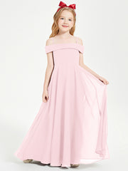 Off-the-Shoulder Dresses for Stylish Junior Bridesmaids Blushing Pink