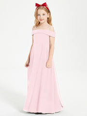 Off-the-Shoulder Dresses for Stylish Junior Bridesmaids Blushing Pink