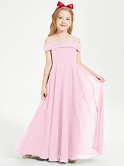 Off-the-Shoulder Dresses for Stylish Junior Bridesmaids Candy Pink