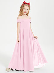 Off-the-Shoulder Dresses for Stylish Junior Bridesmaids Candy Pink