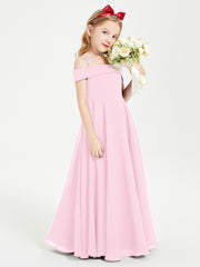 Off-the-Shoulder Dresses for Stylish Junior Bridesmaids Candy Pink