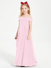 Off-the-Shoulder Dresses for Stylish Junior Bridesmaids Candy Pink