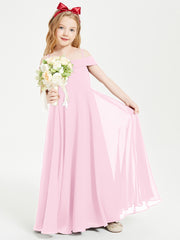 Off-the-Shoulder Dresses for Stylish Junior Bridesmaids Candy Pink