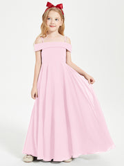 Off-the-Shoulder Dresses for Stylish Junior Bridesmaids Candy Pink