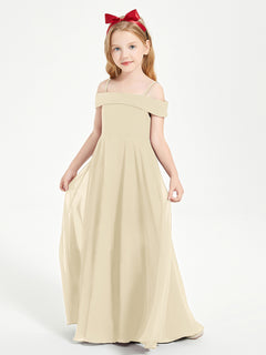 Off-the-Shoulder Dresses for Stylish Junior Bridesmaids Champagne