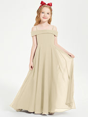 Off-the-Shoulder Dresses for Stylish Junior Bridesmaids Champagne
