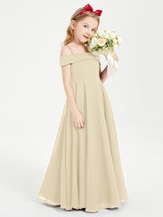 Off-the-Shoulder Dresses for Stylish Junior Bridesmaids Champagne