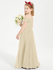 Off-the-Shoulder Dresses for Stylish Junior Bridesmaids Champagne